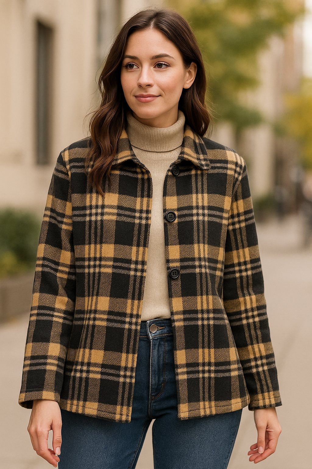 Shacket καρό με κουμπιά