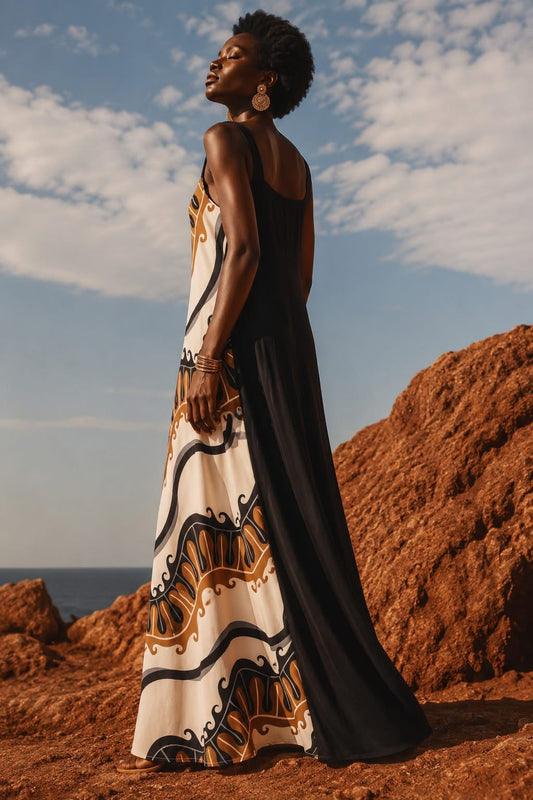 Φόρεμα maxi elegant printed