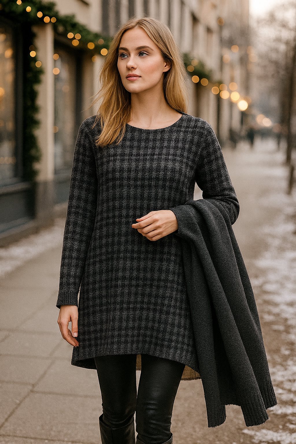 Μπλουζοφόρεμα mohair ασύμμετρο ζακάρ oversized