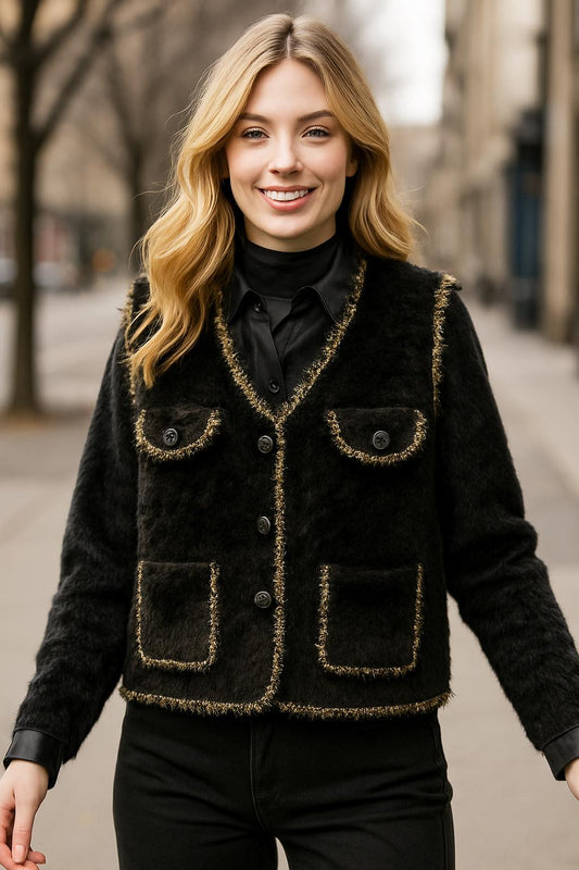 Γιλέκο γούνινο με lurex λεπτομέρειες