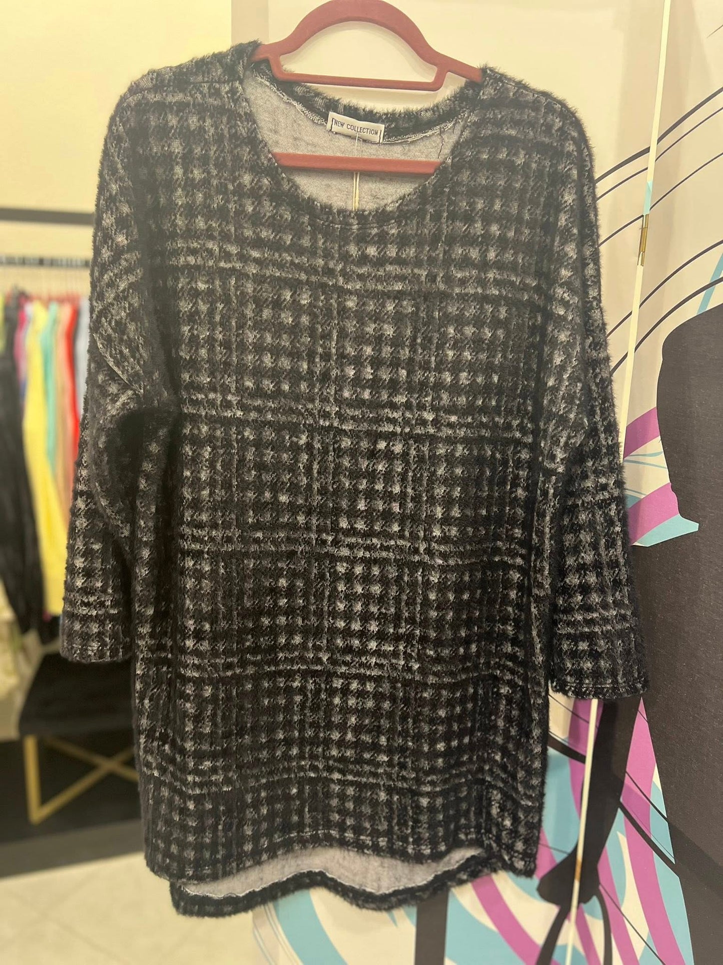 Μπλουζοφόρεμα mohair ασύμμετρο ζακάρ oversized