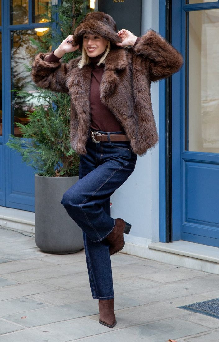 Jacket από οικολογική γούνα