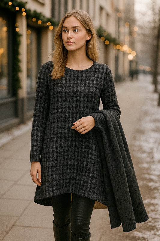 Μπλουζοφόρεμα mohair ασύμμετρο ζακάρ oversized