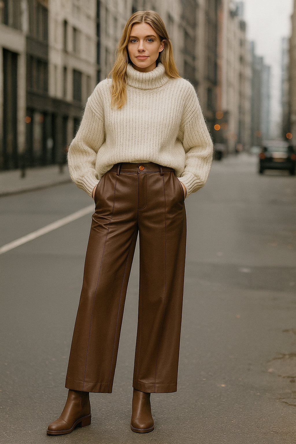 Παντελόνι δερματίνης ψηλόμεσο ισόφαρδο