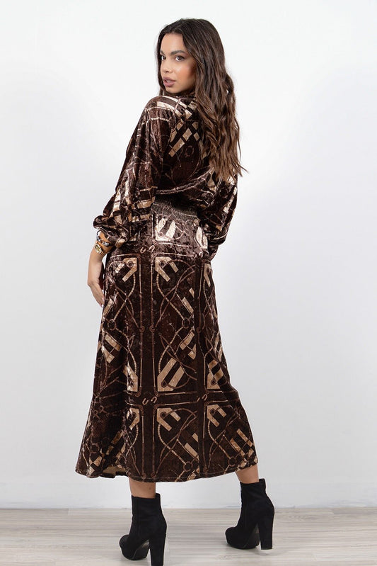 Φόρεμα midi/maxi εμπριμέ βελουτέ