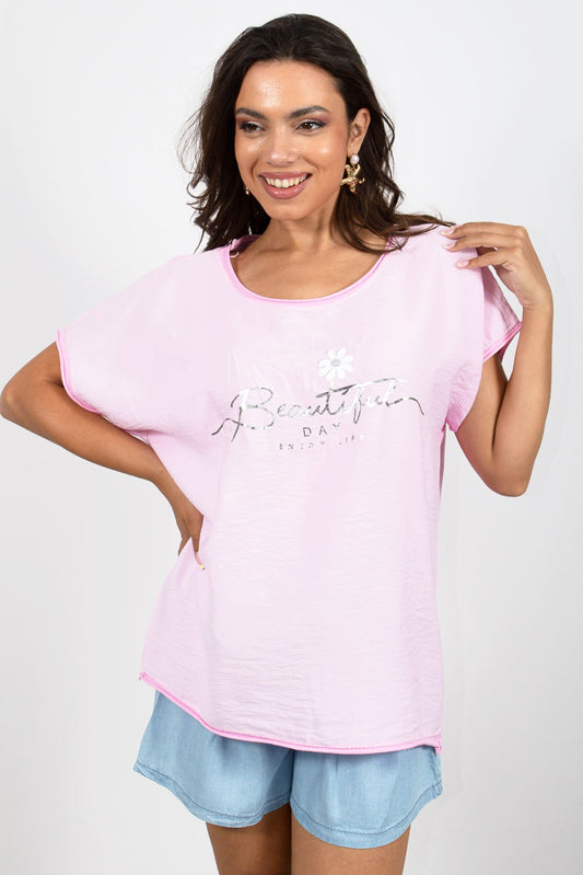 Μπλούζα με στάμπα βαμβακοβισκόζ