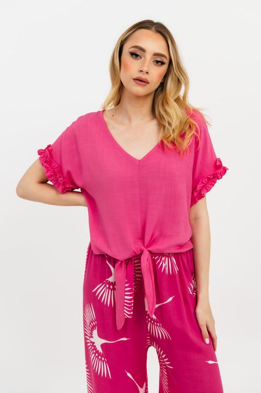 Μπλούζα με βολάν και δέσιμο