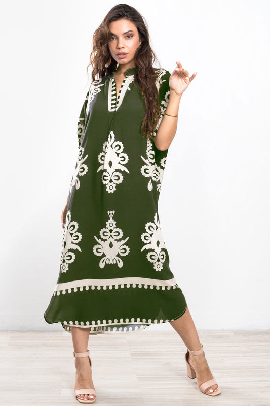 Καφτανοφόρεμα midi boho printed