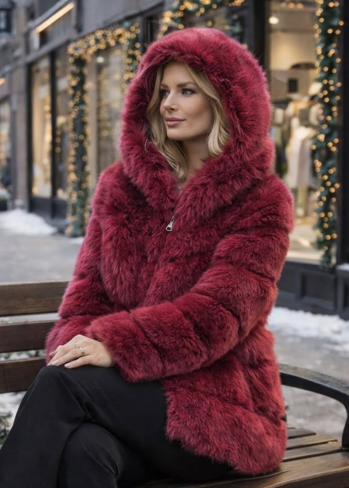 Jacket loose faux fur