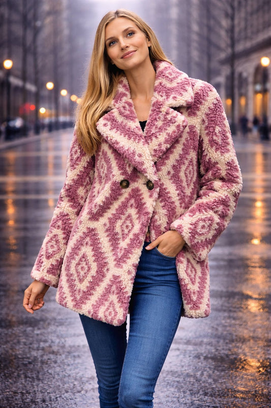 Ημίπαλτο μπουκλέ geometric printed