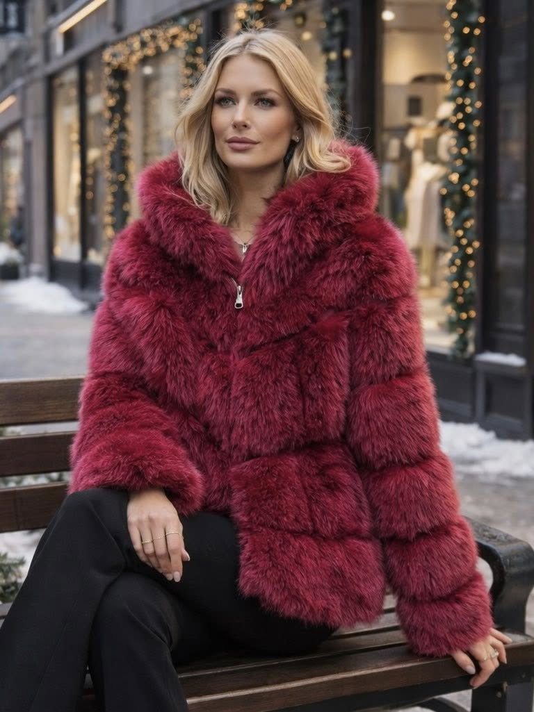 Jacket loose faux fur