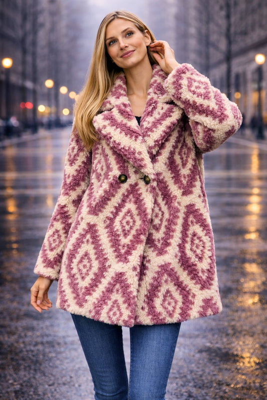 Ημίπαλτο μπουκλέ geometric printed