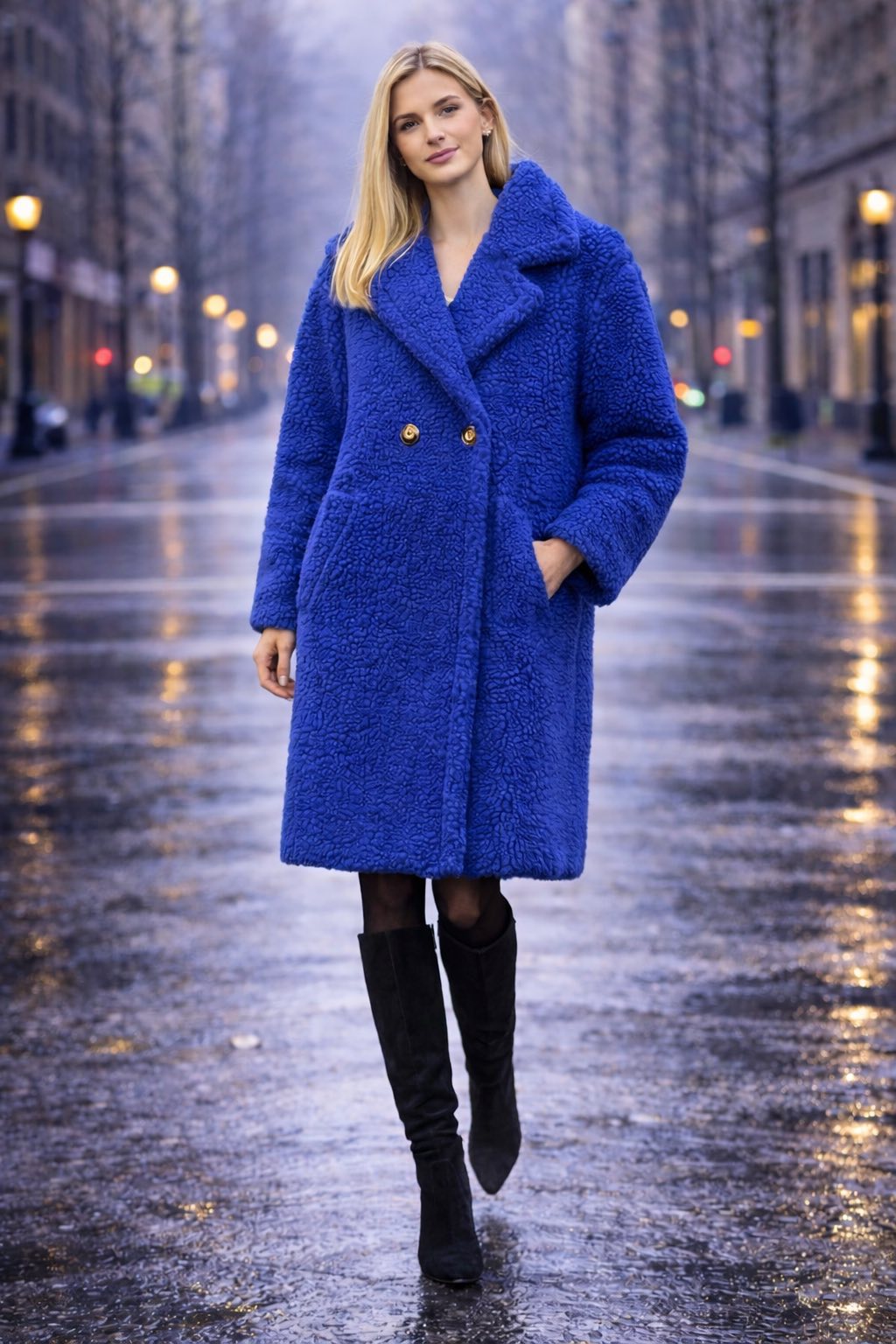 Παλτό μπουκλέ με όγκο