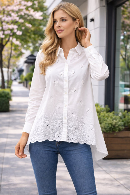 Πουκαμίσα ποπλίνα με κεντήματα