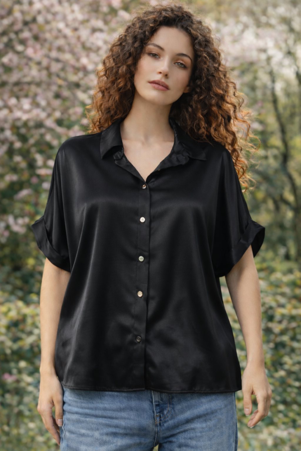 Πουκάμισο satin κοντομάνικο