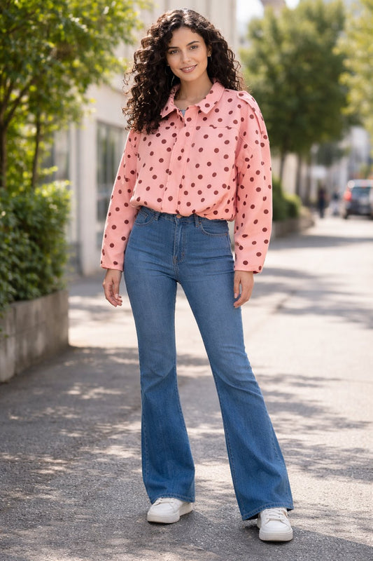 Bomber jacket cropped πουά