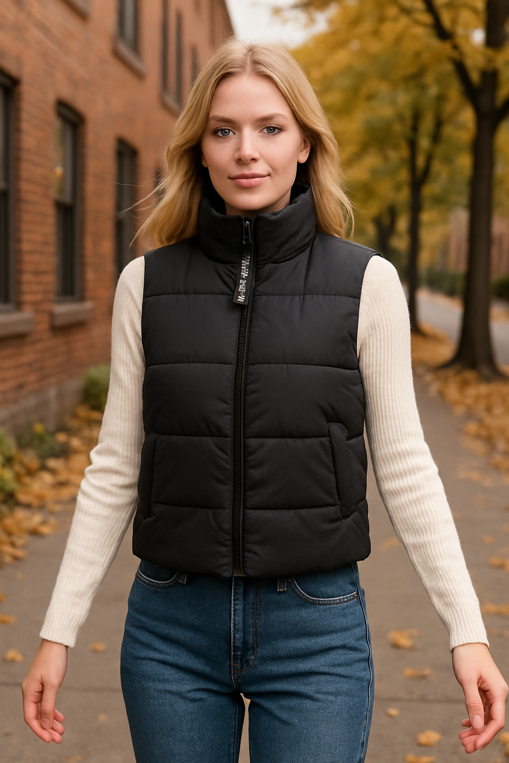 Puffer αμάνικο μπουφάν