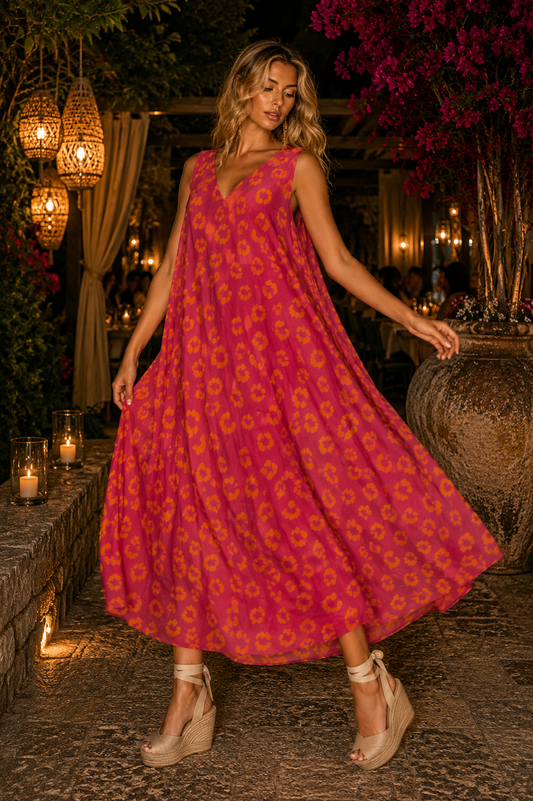 Φόρεμα maxi viscose animal printed