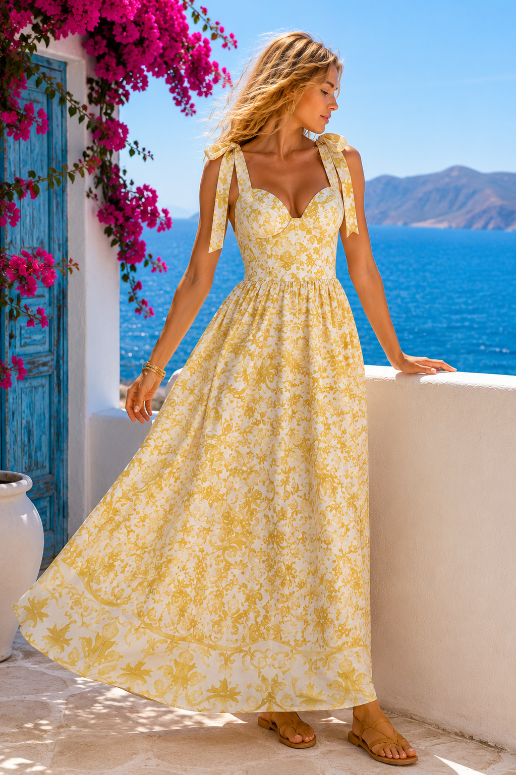 Φόρεμα maxi κρεπ baroque printed