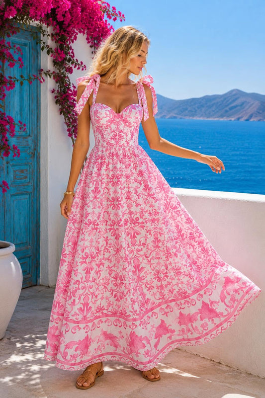 Φόρεμα maxi κρεπ baroque printed