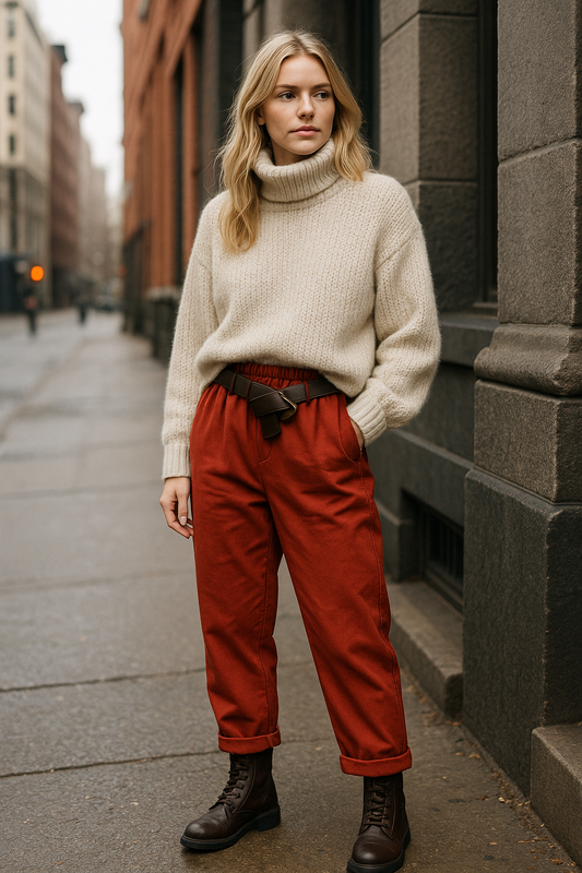 Παντελόνι τουλίπ με ζώνη