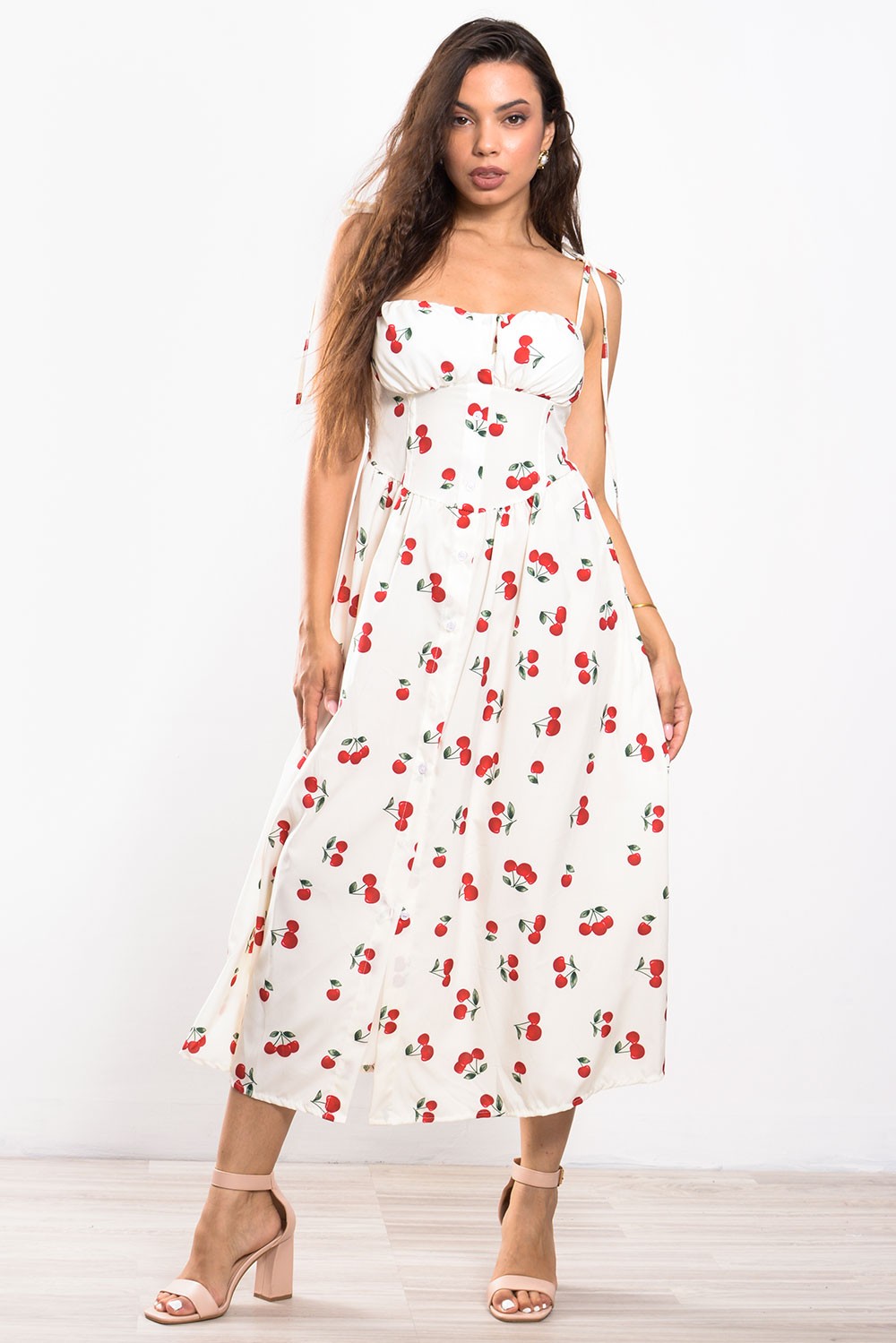 Φόρεμα midi/maxi με κεράσια prints