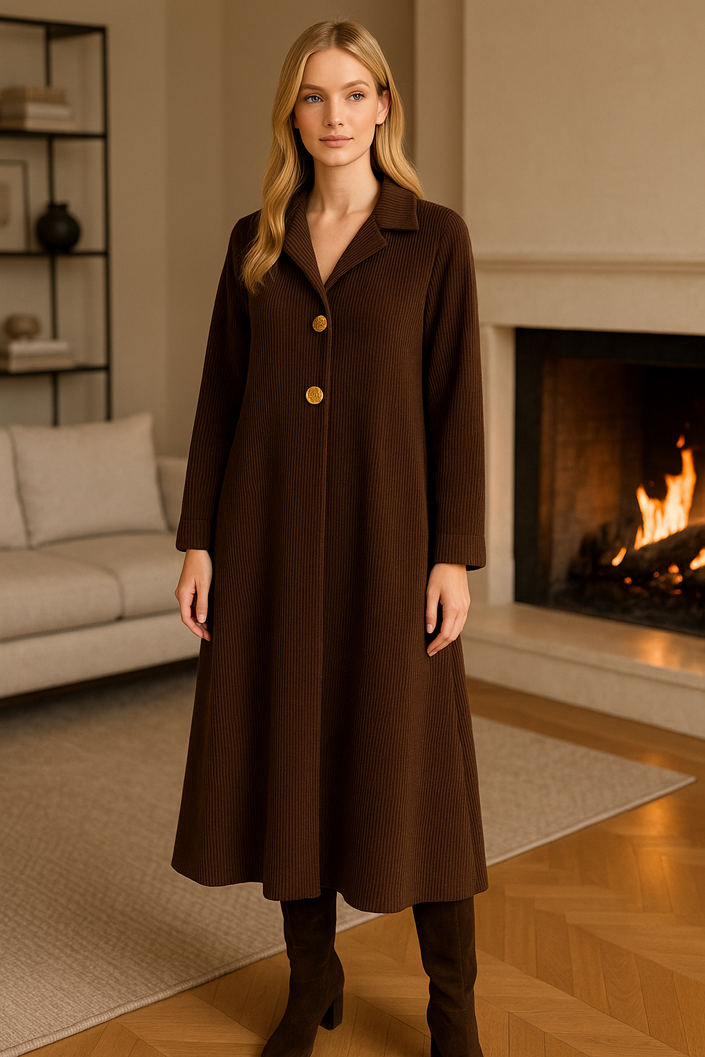 Φόρεμα midi/maxi loose κοτλέ