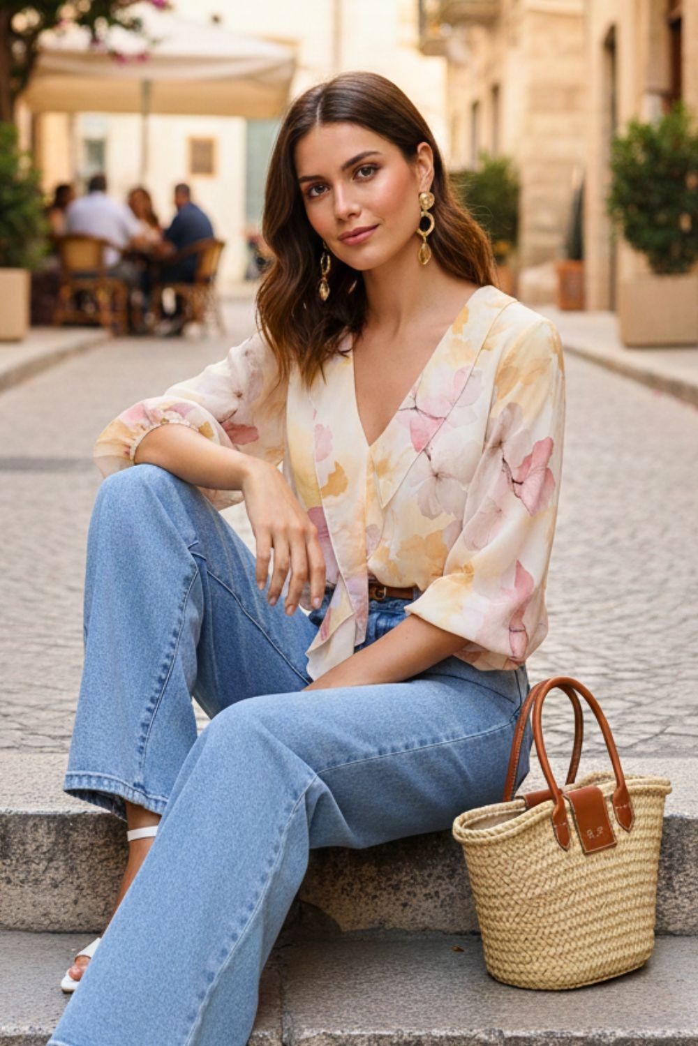 Μπλούζα floral ζορζέτα