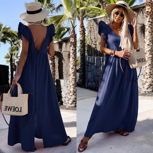 Φόρεμα maxi viscose detailed