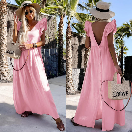 Φόρεμα maxi viscose detailed