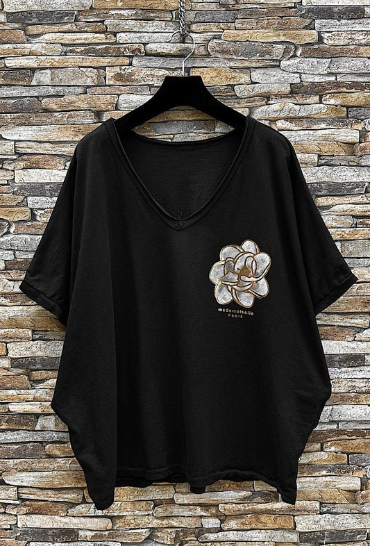 Μπλούζα loose βαμβακερή με στάμπα