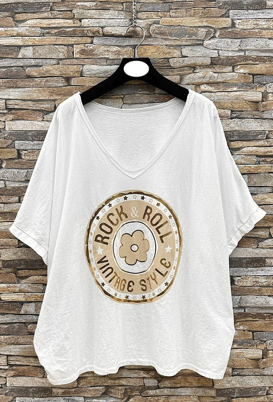 Μπλούζα loose βαμβακερή με στάμπα