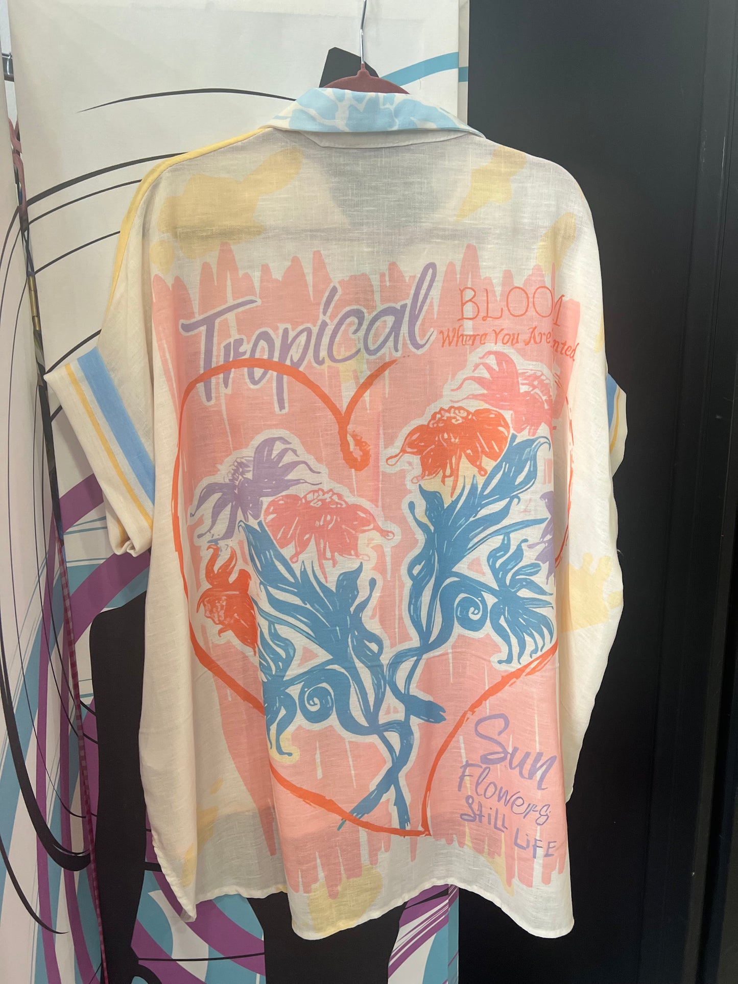 Σετ πουκαμίσα - παντελόνα pop art printed oversized