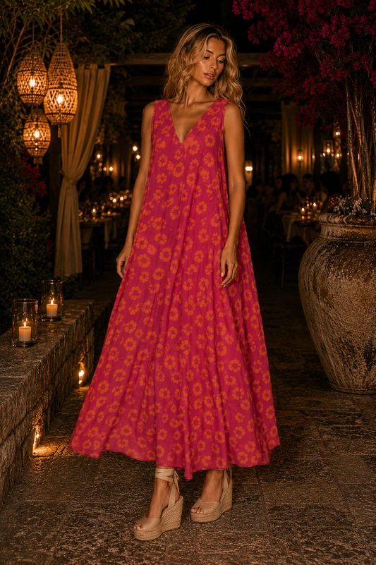 Φόρεμα maxi viscose animal printed