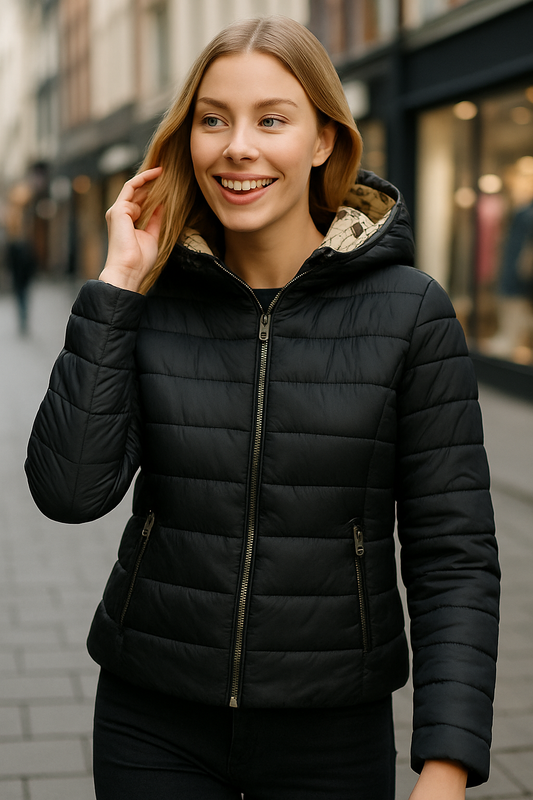 Puffer μπουφάν με κουκούλα