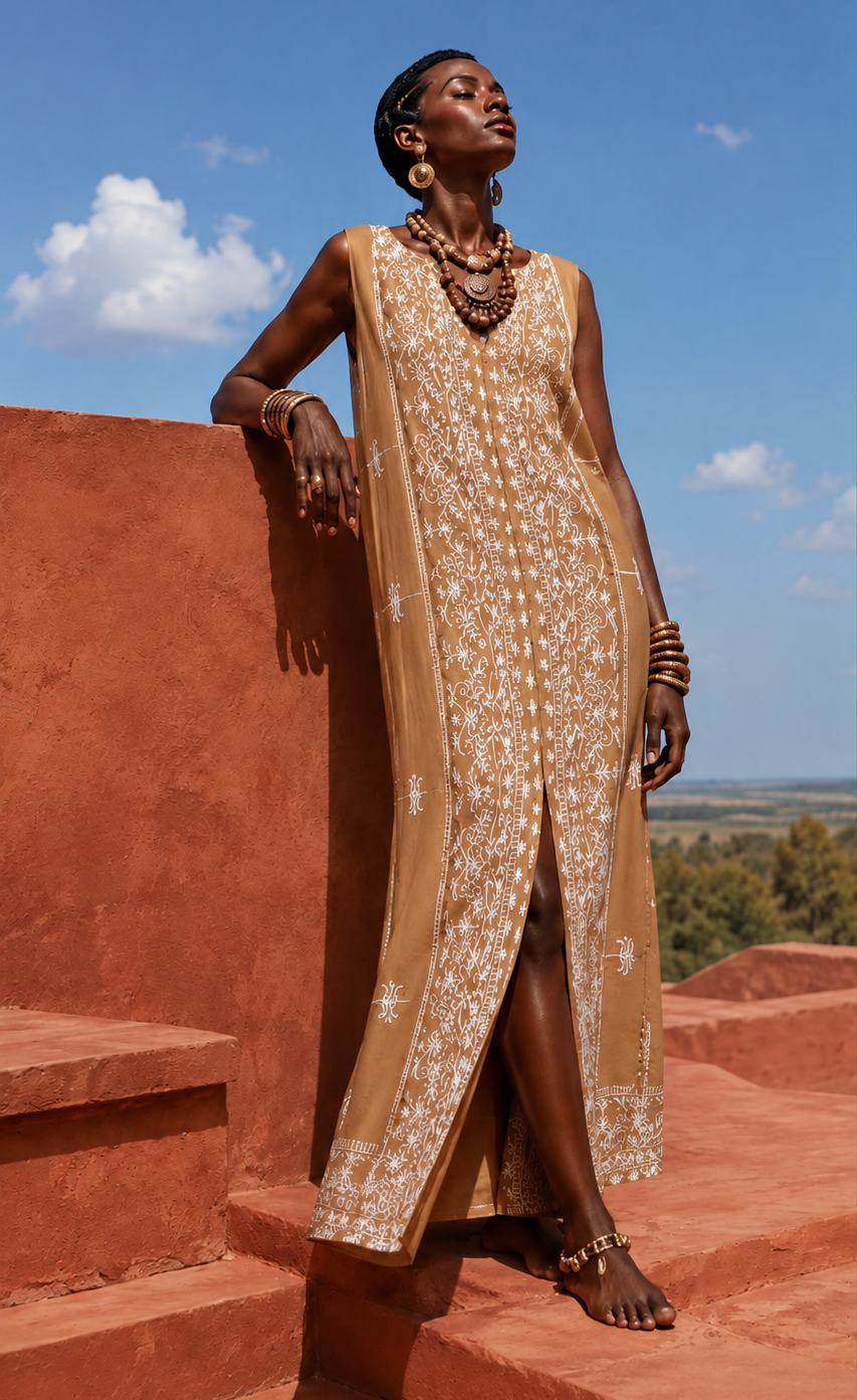 Φόρεμα maxi elegant printed detailed