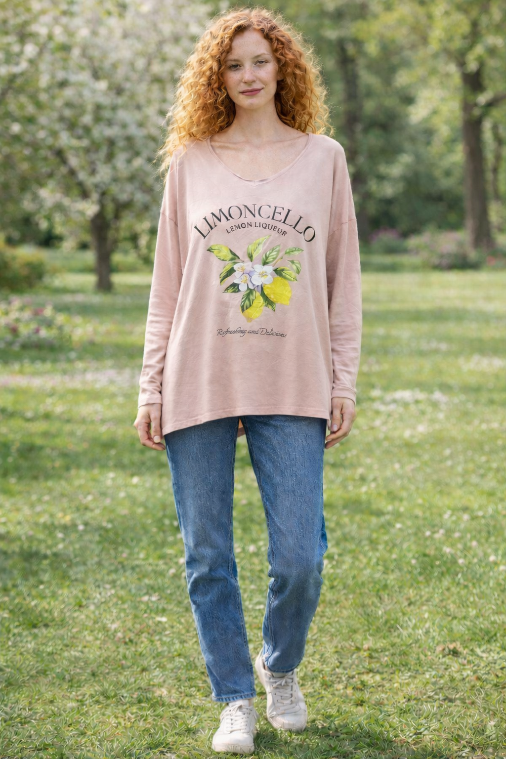 Μπλούζα βαμβακερή με στάμπα oversized