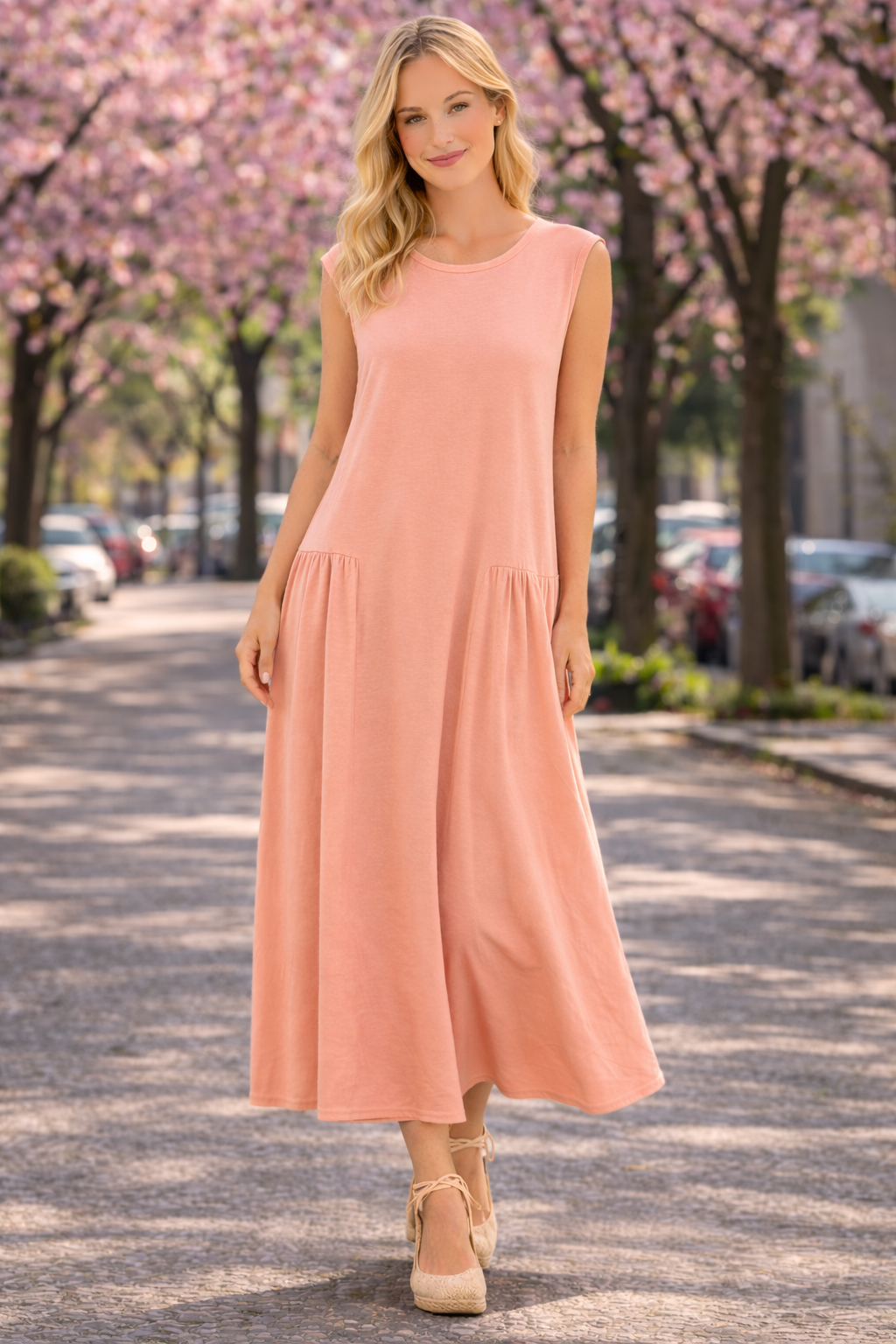 Φόρεμα maxi viscose με λεπτομέρεια