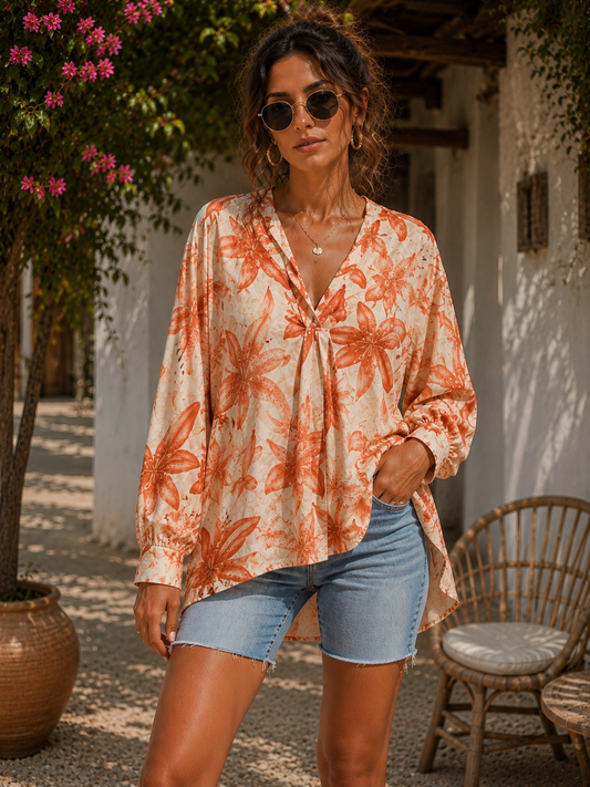 Μπλουζοπουκαμίσα loose floral printed