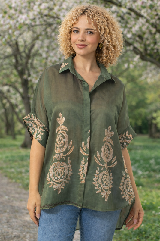 Πουκαμίσα tunic με ethnic τύπωμα