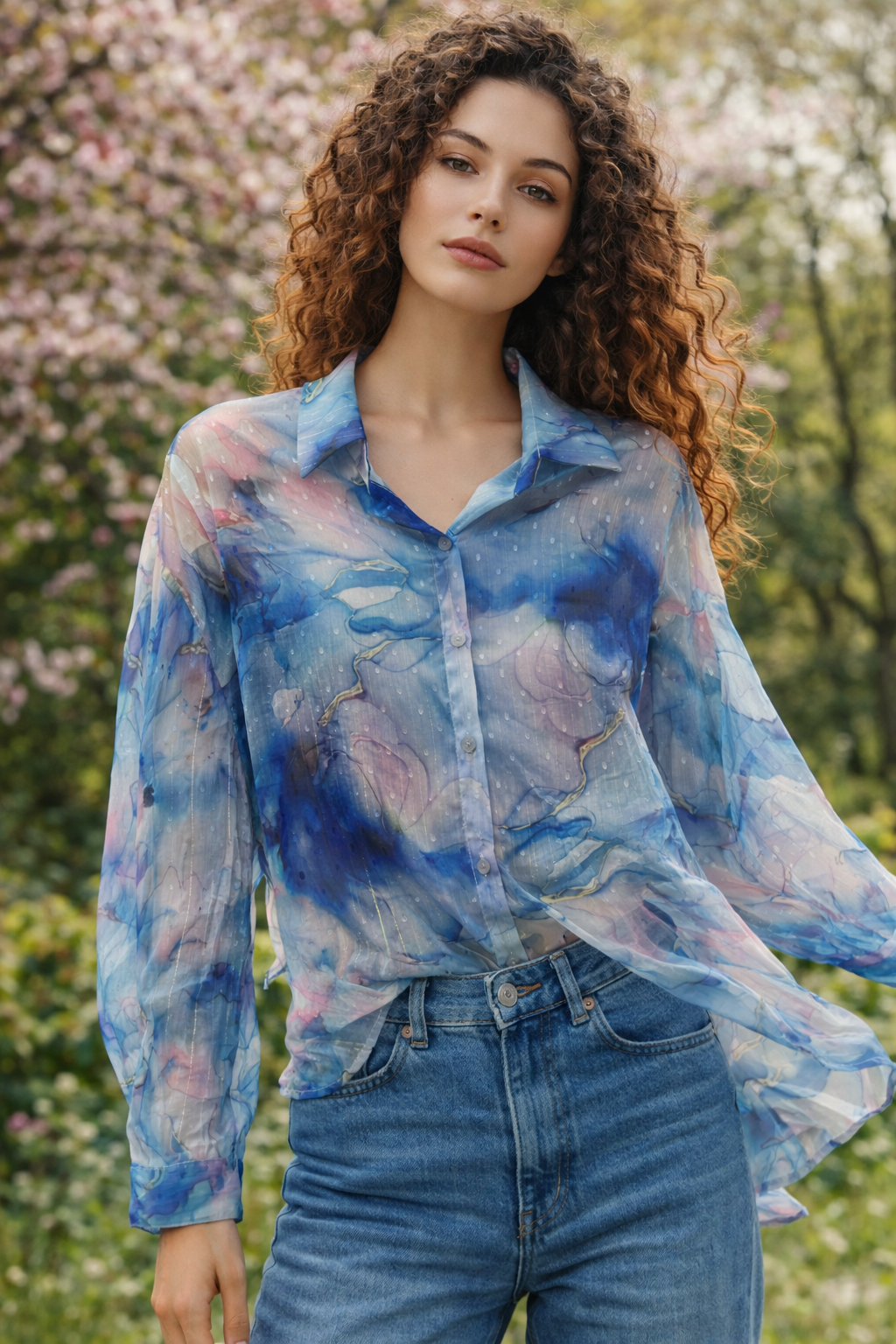 Πουκάμισο printed με lurex