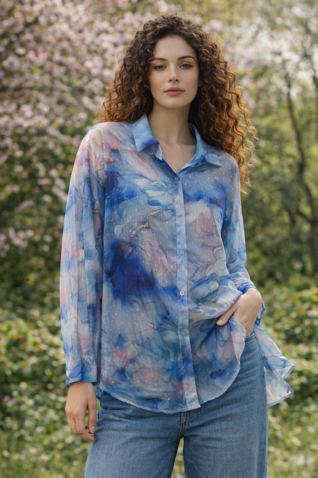 Πουκάμισο printed με lurex