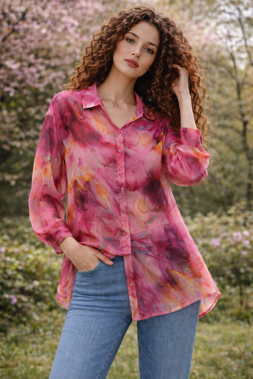 Πουκάμισο printed με lurex