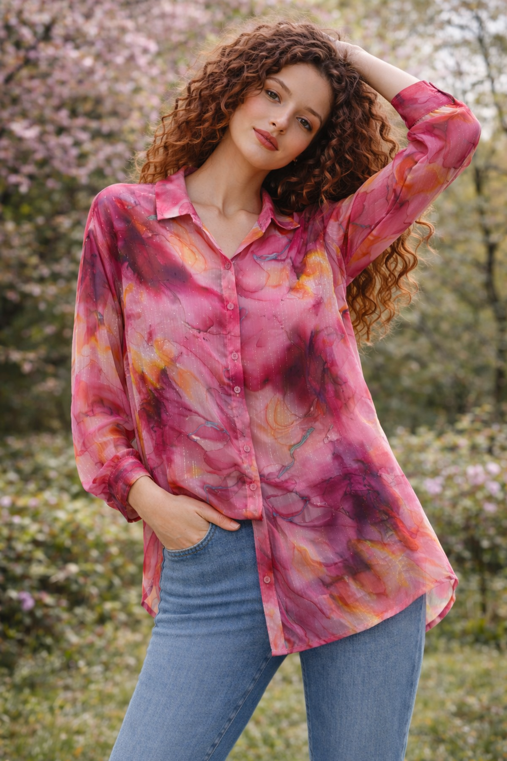Πουκάμισο printed με lurex