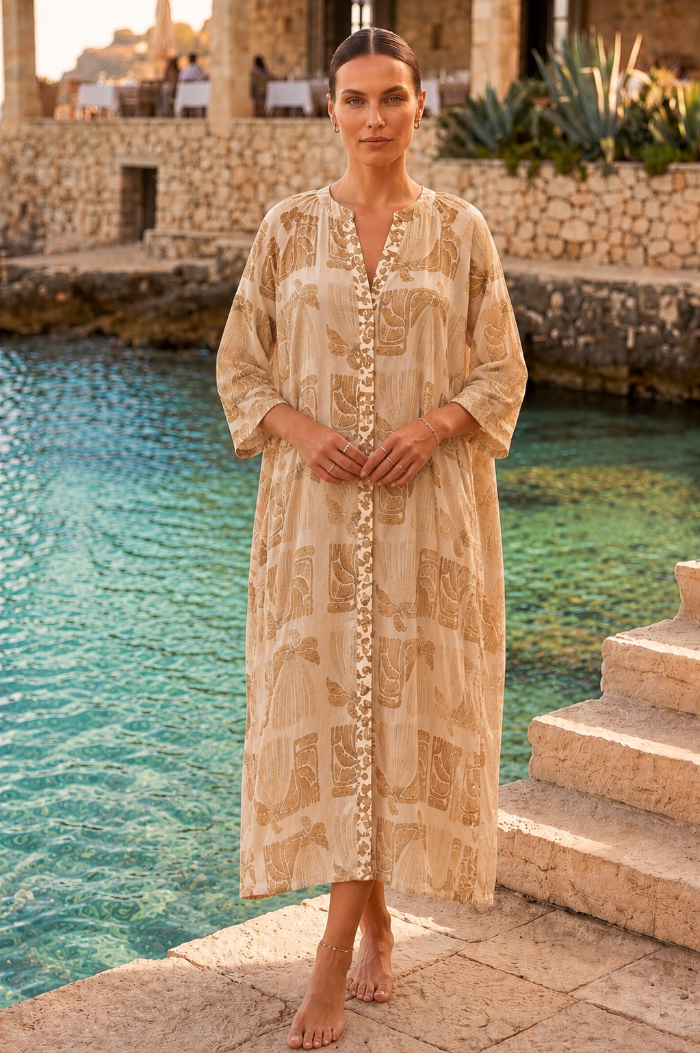 Σεμιζιέτα midi ethnic printed loose μεταξωτό