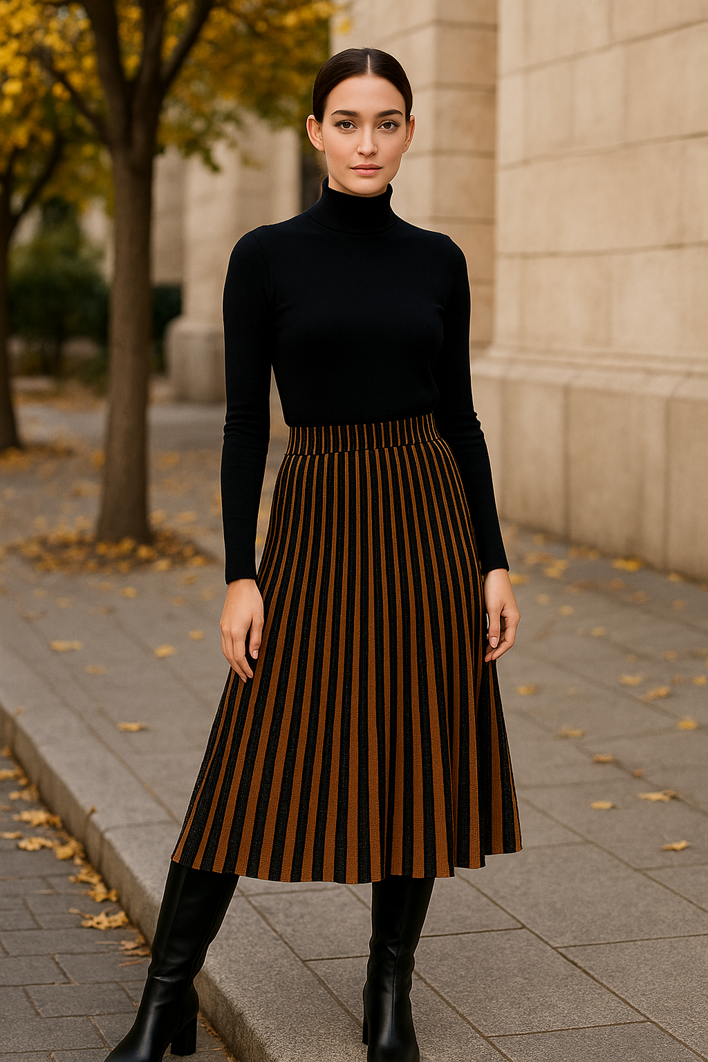 Φούστα midi πλεκτή με lurex