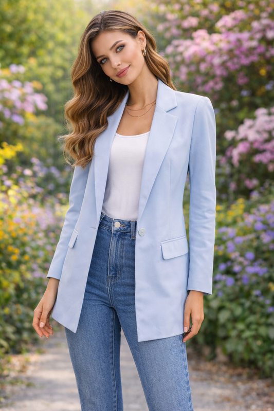 Blazer μονόχρωμο με κουμπί