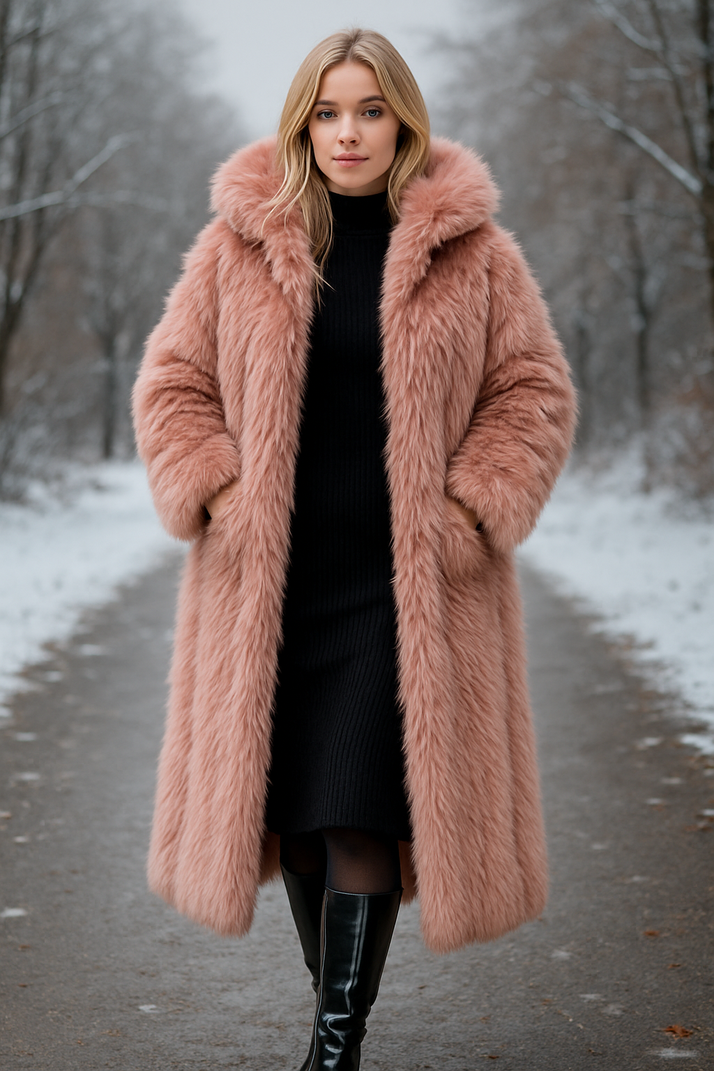 Παλτό γούνινο φουντωτό oversized