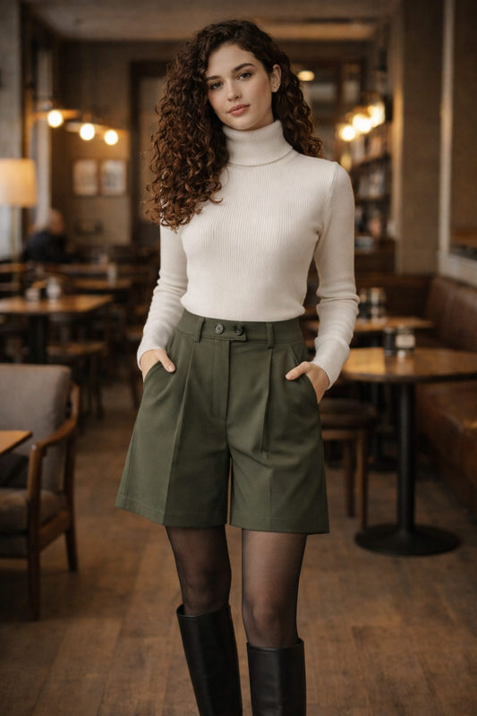 Βερμούδα κρεπ με τσέπες