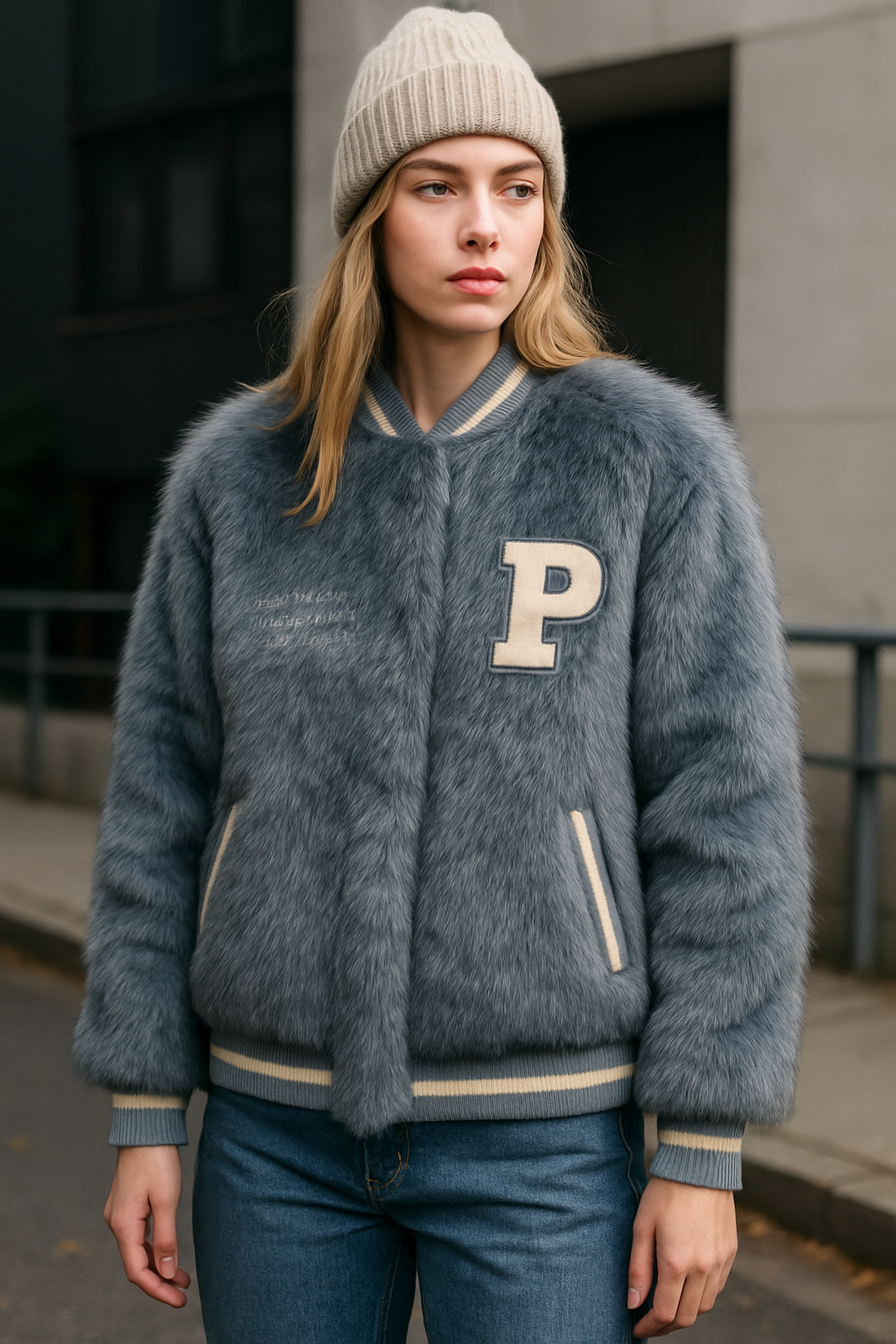 Bomber Jacket από οικολογική γούνα